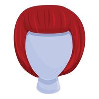 Short woman wig icon, cartoon style vector