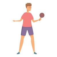 Boy play ping pong icon cartoon vector. Sport school vector