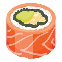 vector de dibujos animados de icono de rollo de sushi de pescado rojo. comida japonesa