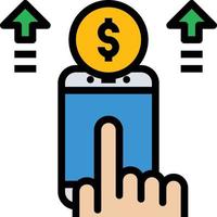 mobile investment profit application money - filled outline icon vector