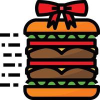 entrega de comida rápida de regalo de hamburguesa - icono de contorno lleno vector