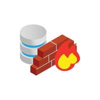 Database and firewall with chart icon vector