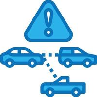 collision avoidance warning ai artificial intelligence - blue icon vector