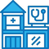 clinic dentist pharmacy doctor building - blue icon vector