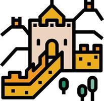 great wall of china travel building history war - filled outline icon vector