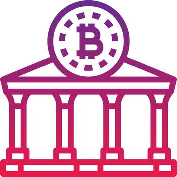 cryptocurrency bank blockchain bitcoin banking - gradient icon vector