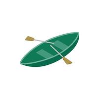 Boat with paddles isometric 3d icon vector