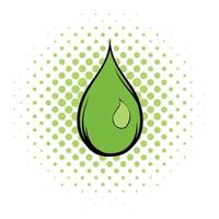 Green water drop comics icon vector