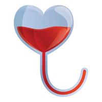 Heart blood transfusion icon, cartoon style vector