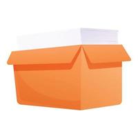 Full paper document box icon, cartoon style vector