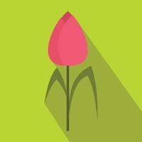 Pink tulip icon, flat style vector