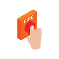 icono 3d isométrica de alarma de incendio vector