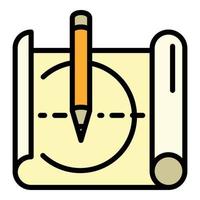 Architect sketch icon, outline style vector