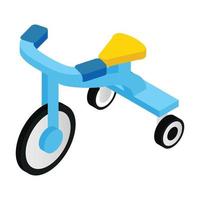 Blue tricycles isometric 3d icon vector