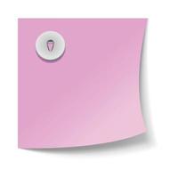 Note paper with push pin icon, realistic style vector