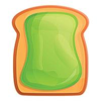 Green jam toast icon, cartoon style vector