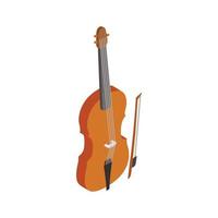 Violin with fiddlestick icon, isometric 3d style vector