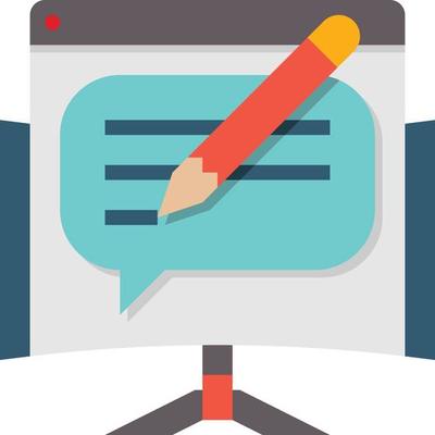 blog post content computer seo - flat icon