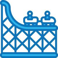 roller coaster park ride rail entertainment - blue icon vector