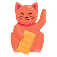 icono de gato afortunado rojo, estilo de dibujos animados vector