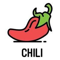 Chili icon, outline style vector