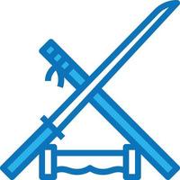 katana samurai blade weapon japan - blue icon vector