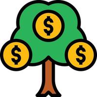 tree money profit investment growth - filled outline icon vector