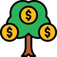 tree money profit investment growth - filled outline icon vector