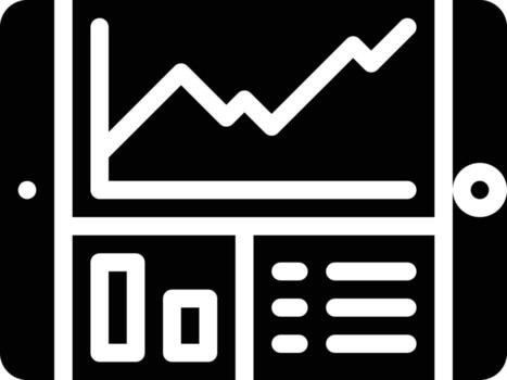 tablet graph analytics statistic profit - solid icon vector