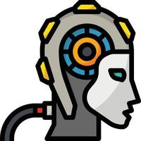 android robot ai artificial intelligence - filled outline icon vector