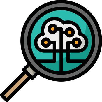 algoritmo de búsqueda ai inteligencia artificial - icono de contorno lleno vector