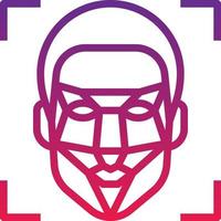 facial recognition scan ai artificial intelligence - gradient icon vector