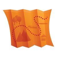 Camping map icon, cartoon style vector