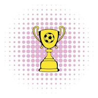 Golden soccer trophy cup icon, comics style vector