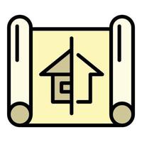 House village plan icon, outline style vector