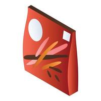 Red pack biscuit stick icon, isometric style vector