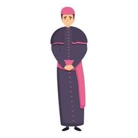 Catholicism priest icon, cartoon style vector