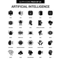 conjunto de iconos de vector de glifo de inteligencia artificial