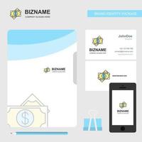 Dollar Business Logo File Cover Visiting Card and Mobile App Design Vector Illustration