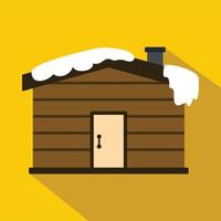 Winter house icon, flat style vector