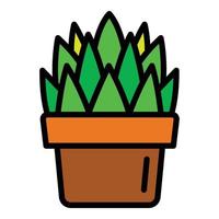 Room cactus pot icon, outline style vector