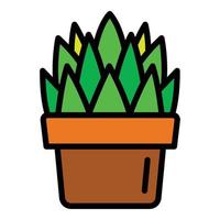 icono de maceta de cactus de habitación, estilo de contorno vector