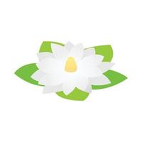 White lotus flower icon, isometric 3d style vector