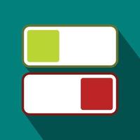 Green and red button icon, flat style vector