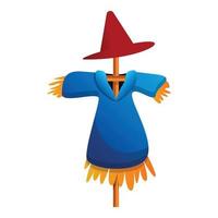 Scarecrow doll icon, cartoon style vector