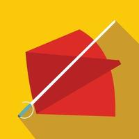 Red cape and sword icon, flat style vector