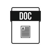 icono de archivo doc, estilo simple vector