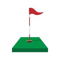 Red golf flag cartoon icon vector
