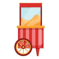 Outdoor popcorn cart icon, cartoon style vector