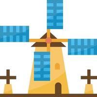 kinderdijk netherlands landmark windmill farm - flat icon vector